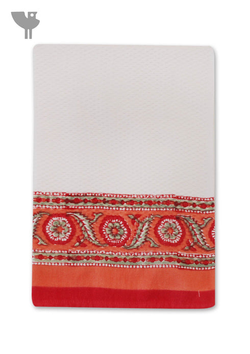 Handloom Cotton Bath Towel With Block Print Border